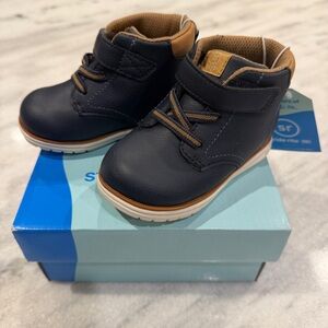Stride Rite Navy Blue Toddler Boots NEW IN BOX Size 5 Elastic w/ Velcro